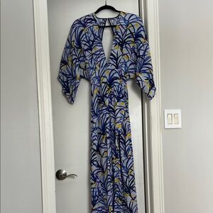 Vibrant Blue and Yellow Maxi Dress
